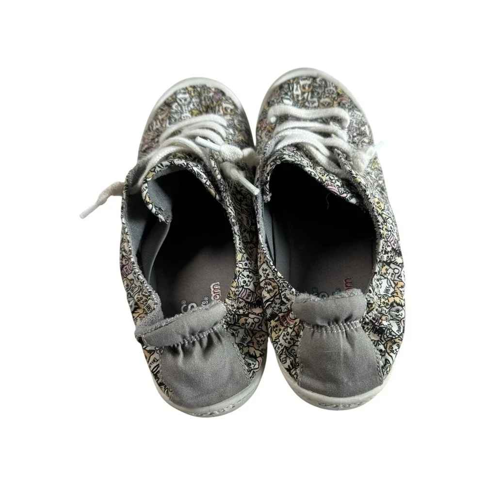 Skechers Bobs Beach Bingo Rover Cat Print Sneakers 113582 Gray Multi Womens 9